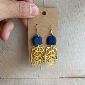 Handmade, by me! Polymer and brass earrings, light weight, gold-plated hooks
